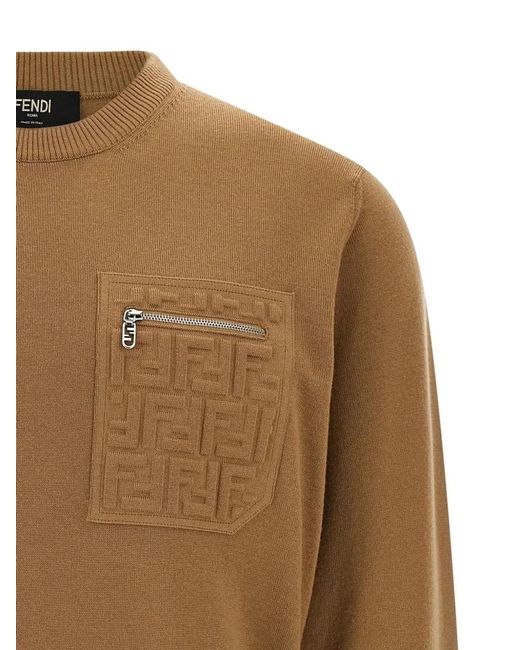 Fendi Brown Wool-Blend Sweater for men