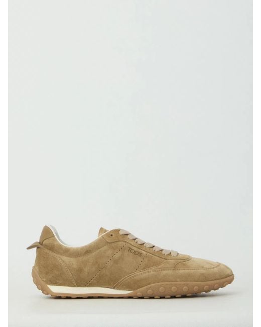 Tod's Natural Cappuccino Suede Sneakers