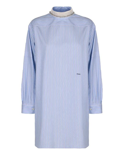 Prada Blue Stripe Poplin Top