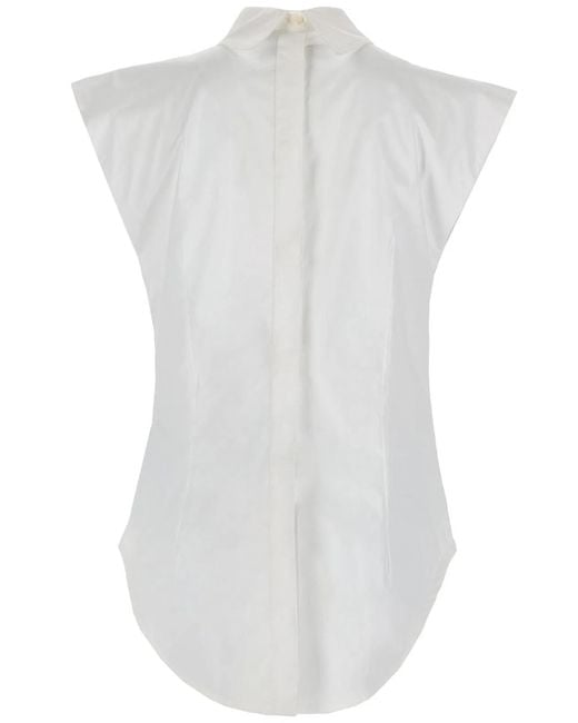 Jean Paul Gaultier White Sleeveless Inverted Shirt