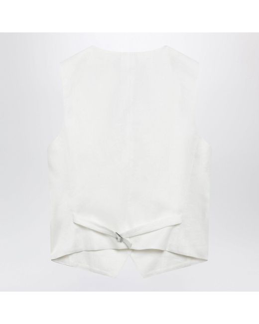 Weekend by Maxmara White Linen Canvas Waistcoat
