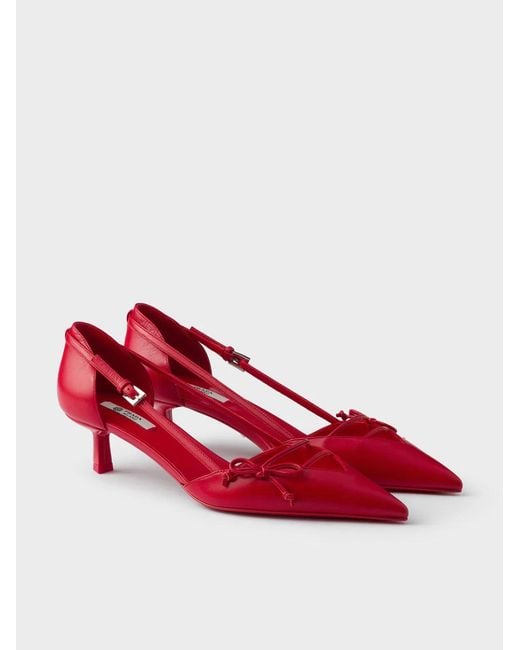 Prada Red Leather Decolette
