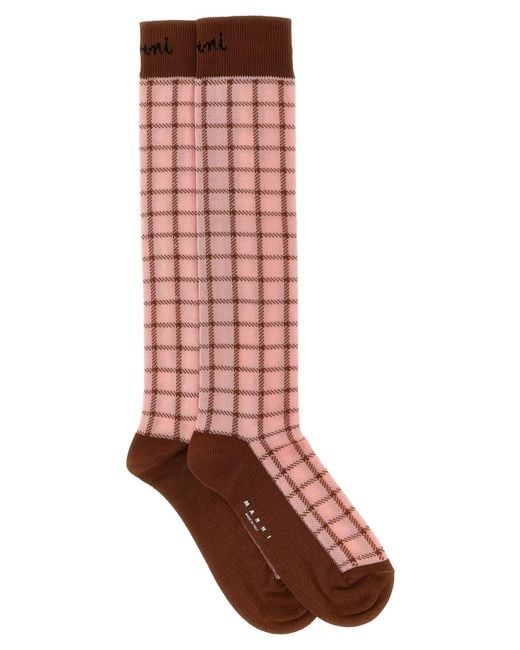 Marni Red Check Socks