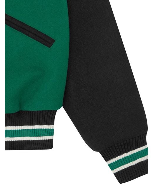 BBCICECREAM Green College Varsity Jacket for men