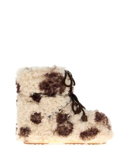 Moon Boot Brown Two-Tone Eco Fur Icon Low Ankle Boots