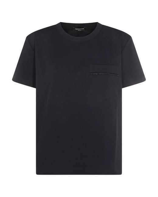 Fabiana Filippi Black Viscose Polyamide Elastane T-Shirt