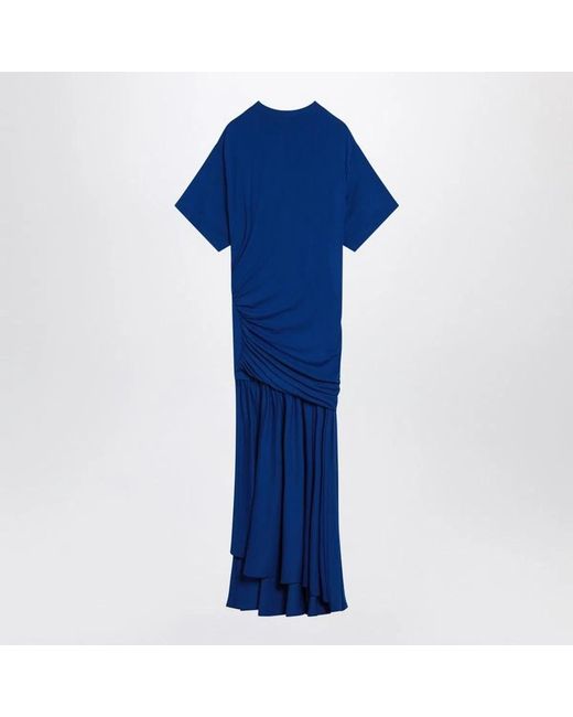 Ferragamo Blue Long Dress With Draping