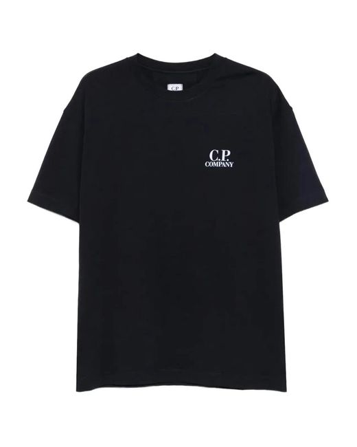 C P Company Black C.P.Company Cotton T-Shirt With Logo Print for men