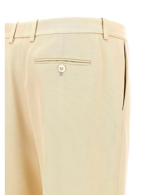 Tom Ford Natural Front Pleated Silk And Wool Pants