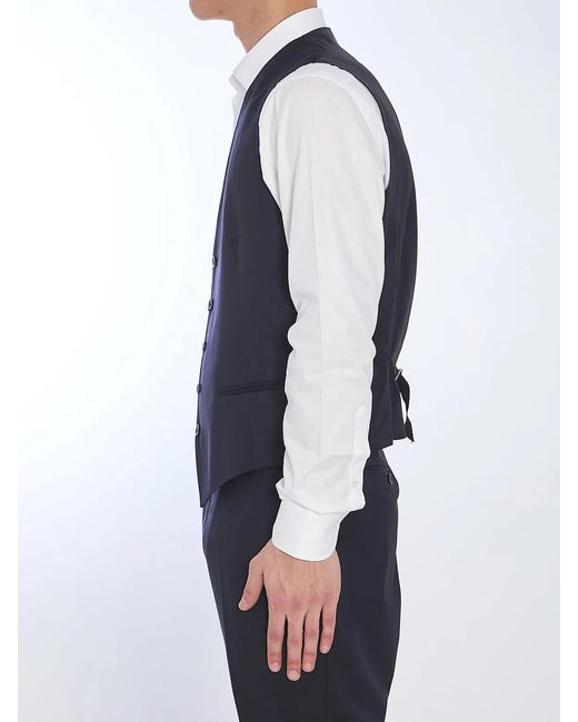 Tagliatore Blue Wool Vest for men