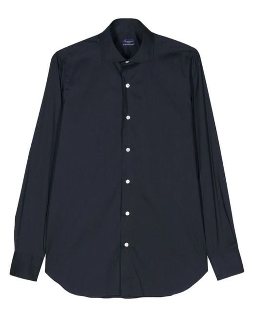 Finamore 1925 Blue Regular Fit Cotton Shirt for men