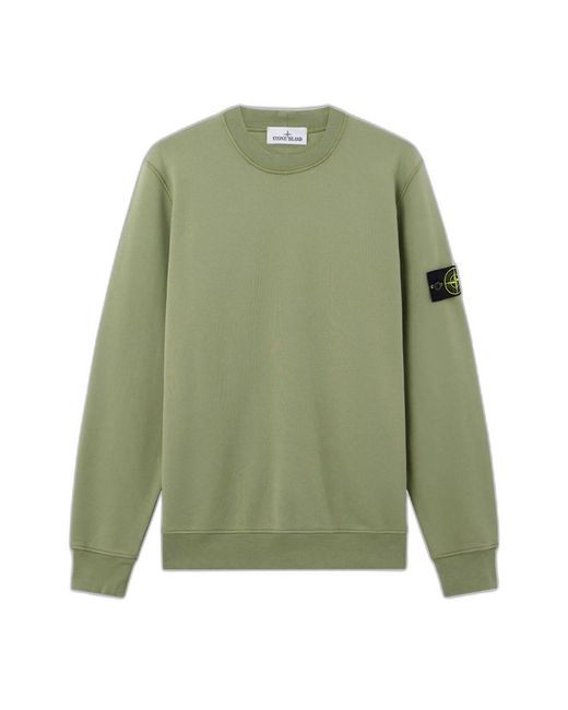 Stone Island Green Logo-Patch Sweater for men