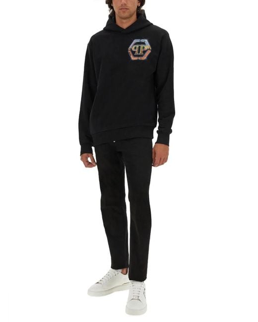 Philipp Plein Black Sweatshirt With Logo for men