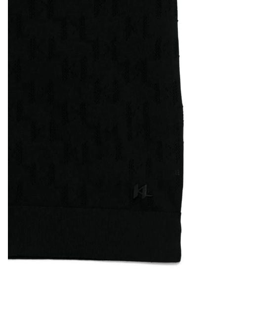 Karl Lagerfeld Black Logo Pattern Polo Shirt for men
