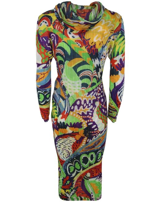 Pleats Please Issey Miyake Green Pleats Please By Issey Miyake Snowrunner Long Dress