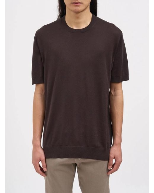 Paolo Pecora Black Crew Neck Silk Sweater for men