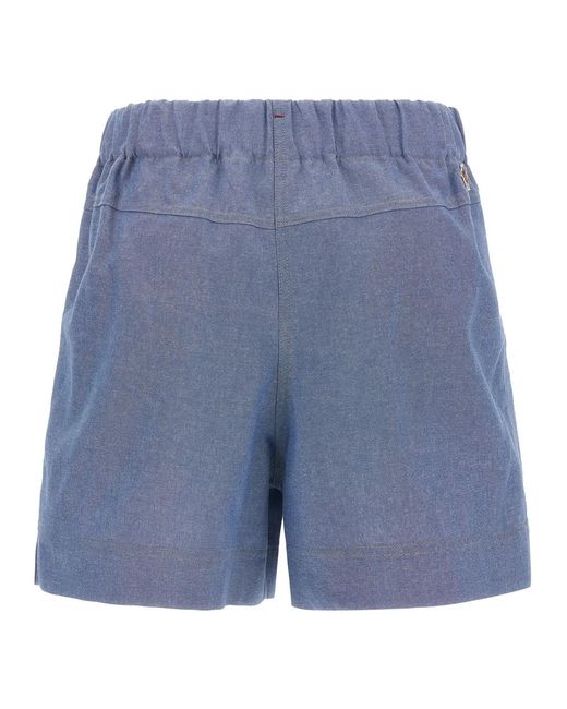 Moncler Blue Chambray Cotton Shorts