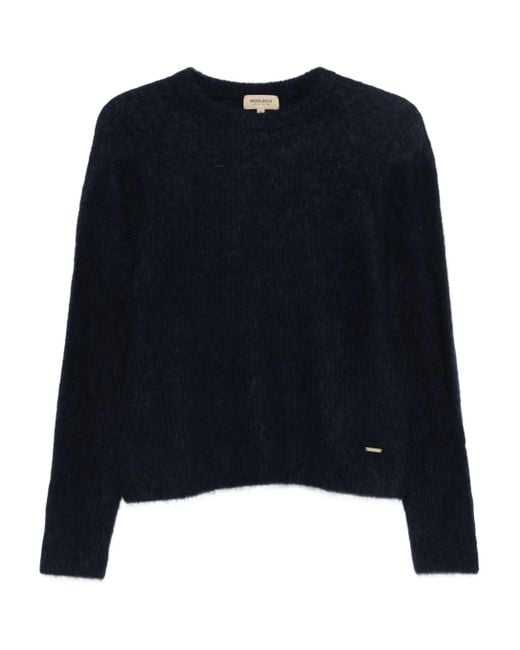 Woolrich Blue Garment-Dyed Crew Neck Sweater