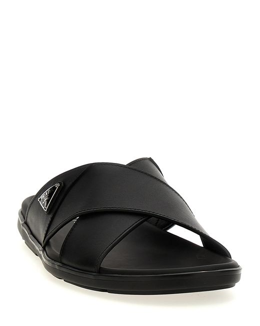 Prada Black Logo Sandals for men