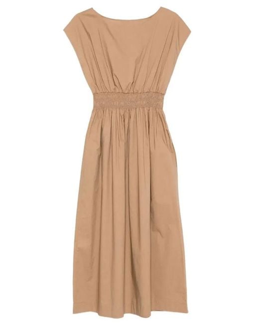 Roberto Collina Natural Elasticated Waist Cotton Midi Dress