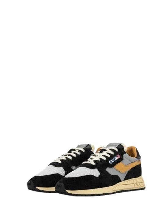 Autry Black Panelled Suede Lace-Up Sneakers for men