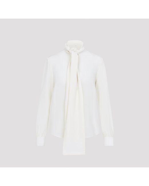 Saint Laurent White Craie Silk Bluose
