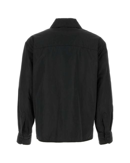 AMI Black Padded Button-Down Overshirt for men