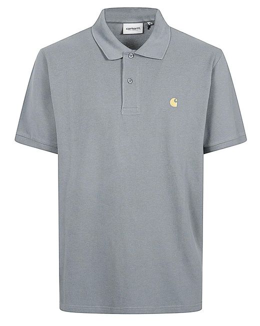 Carhartt Gray Logo Cotton Polo Shirt for men