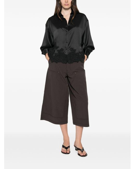 Ermanno Scervino Black Lace Trim Silk Shirt