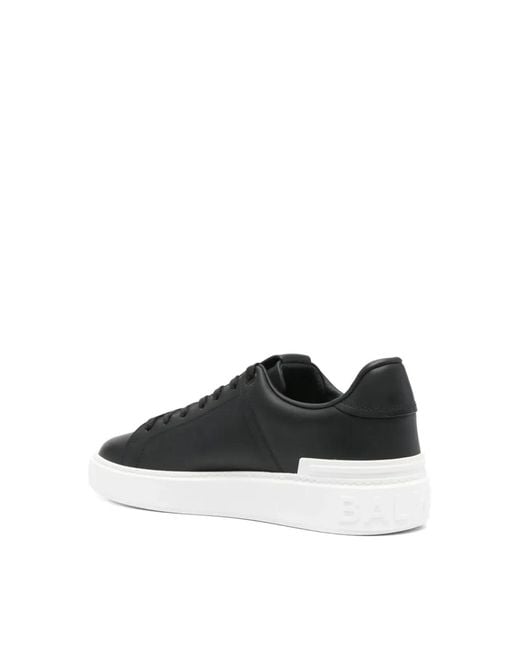 Balmain Black B Court Logo Low Top Sneakers