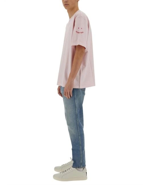 Paul Smith Gray Ps Paul Smith Tshirt With Embroidery Ps Happy for men