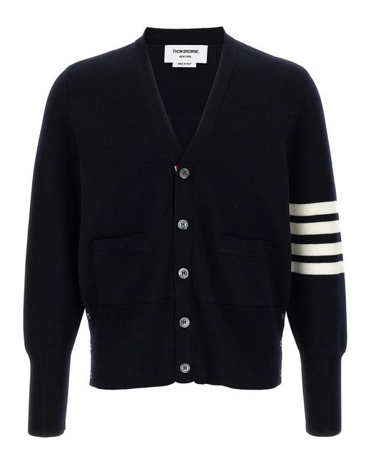 Thom Browne Blue '4-Bar' Wool Cardigan for men