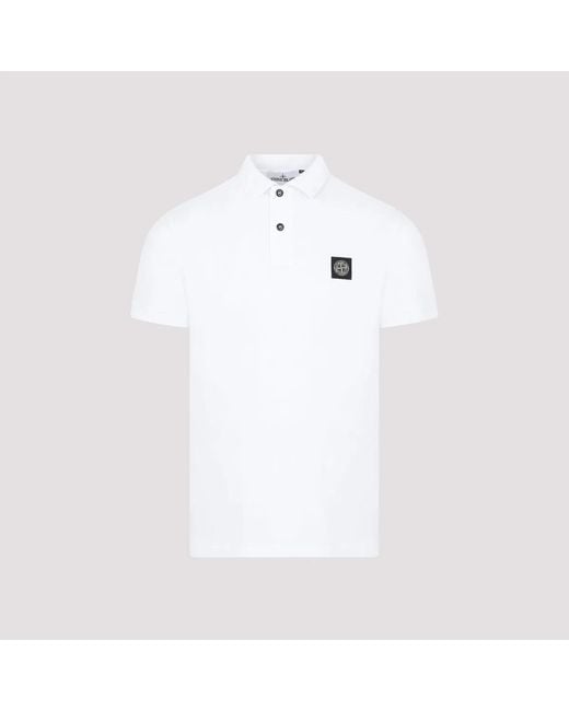 Stone Island White Short Sleeves Polo Shirt for men