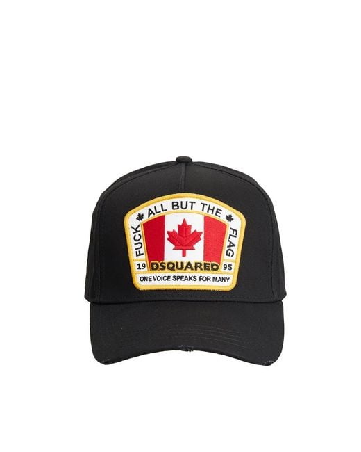 DSquared² Black Baseball Flag Cap for men