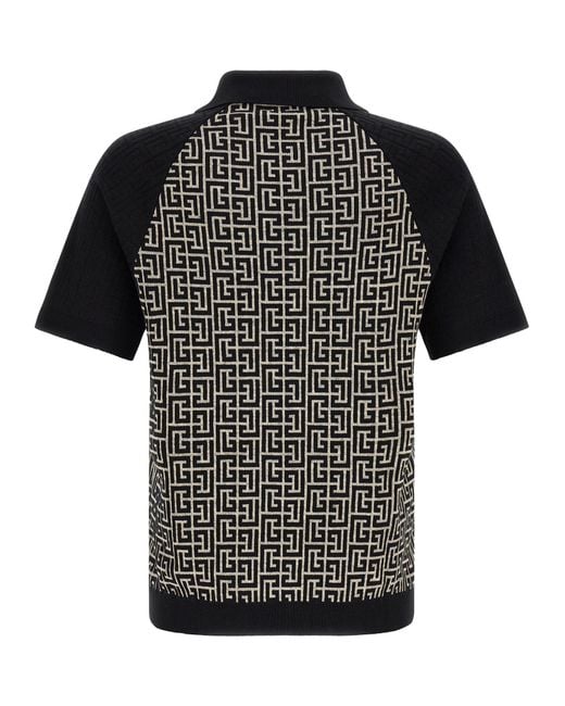 Balmain Black Pb Monogram Polo for men