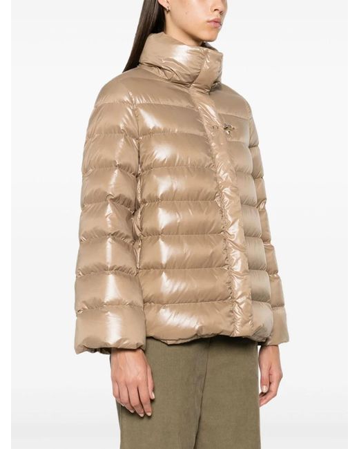 Fay Natural Glossy Quilted Down Jacket