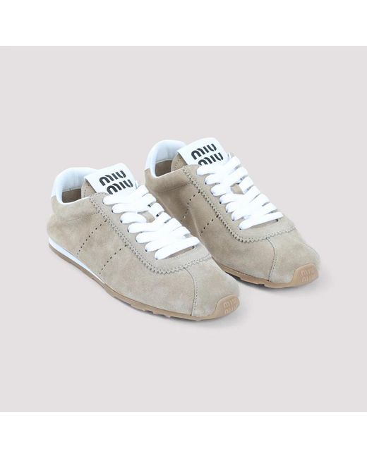 Miu Miu Green Cappuccino Suede Plume Sneakers