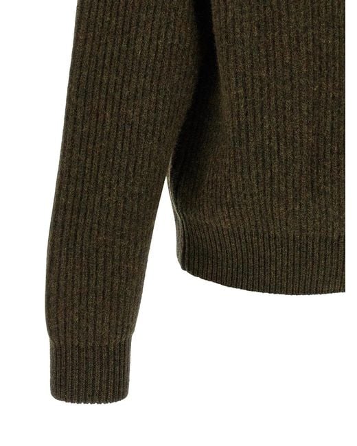 Jil Sander Green Half-Zip Sweater for men