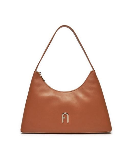 Furla Brown Diamante Logo Shoulder Bag