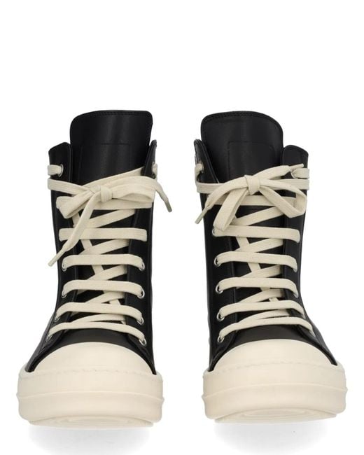 Rick Owens Black Leather Sneaker