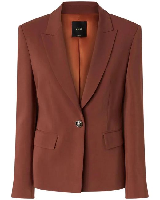 Pinko Brown Gente Single-Breasted One Button Jacket