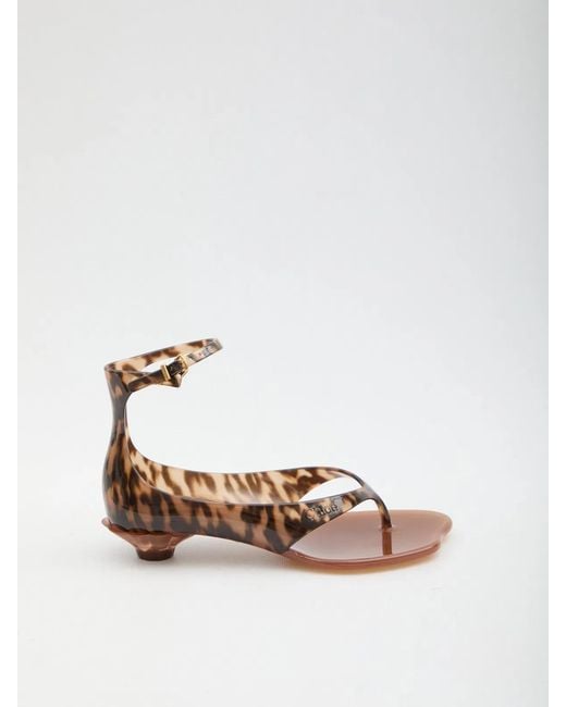 Chloé Brown Tropical Print Shell Heel