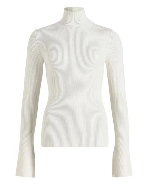 Patou White Rib Turtle Neck Jumper