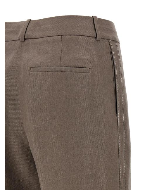 Peserico Brown Linen Trousers