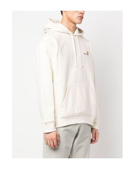 Carhartt White Logo Cotton Hoodie for men