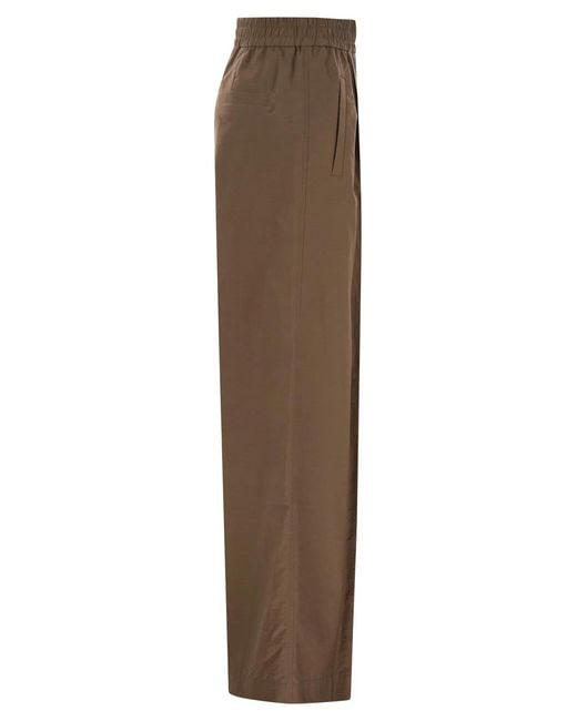 Brunello Cucinelli Brown Loose Fit Cotton Trousers