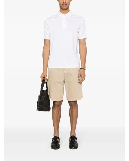 Herno White Knitted Polo Shirt for men
