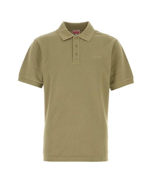 KENZO Green Solid Shirt Collar Polo for men