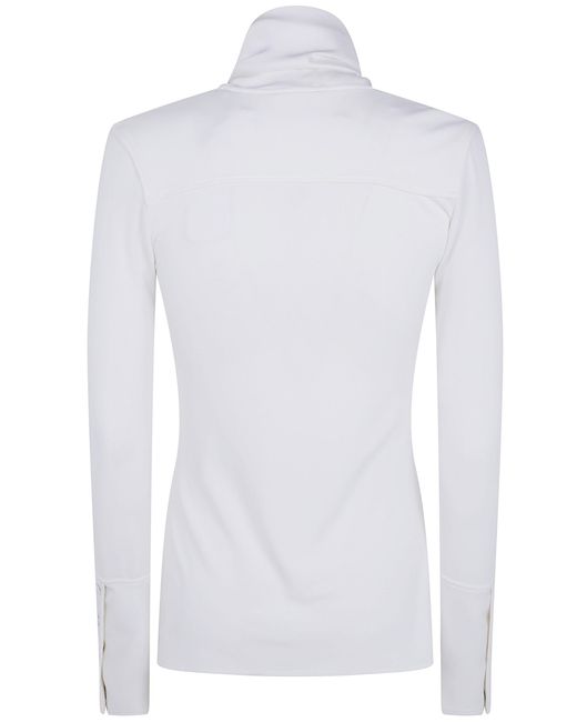 Courreges White Courregès Satin Scarf Collar Jersey Shirt