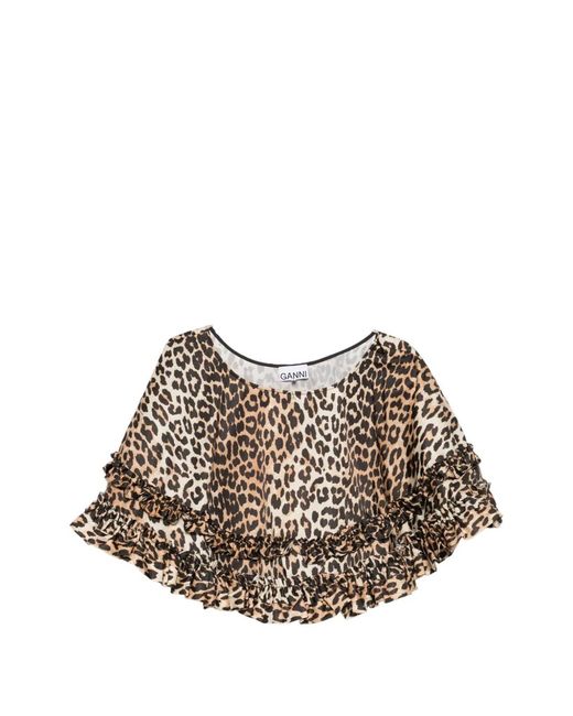 Ganni White Leopard Skirt